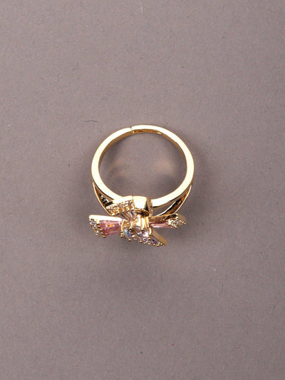 Women's Gold-Tone Crystal Finger Rin