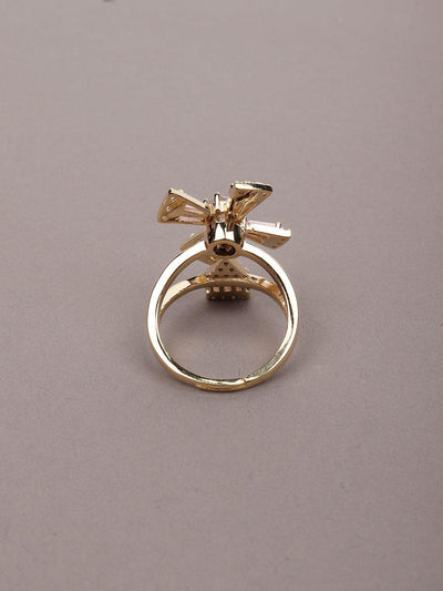 Women's Gold-Tone Crystal Finger Rin