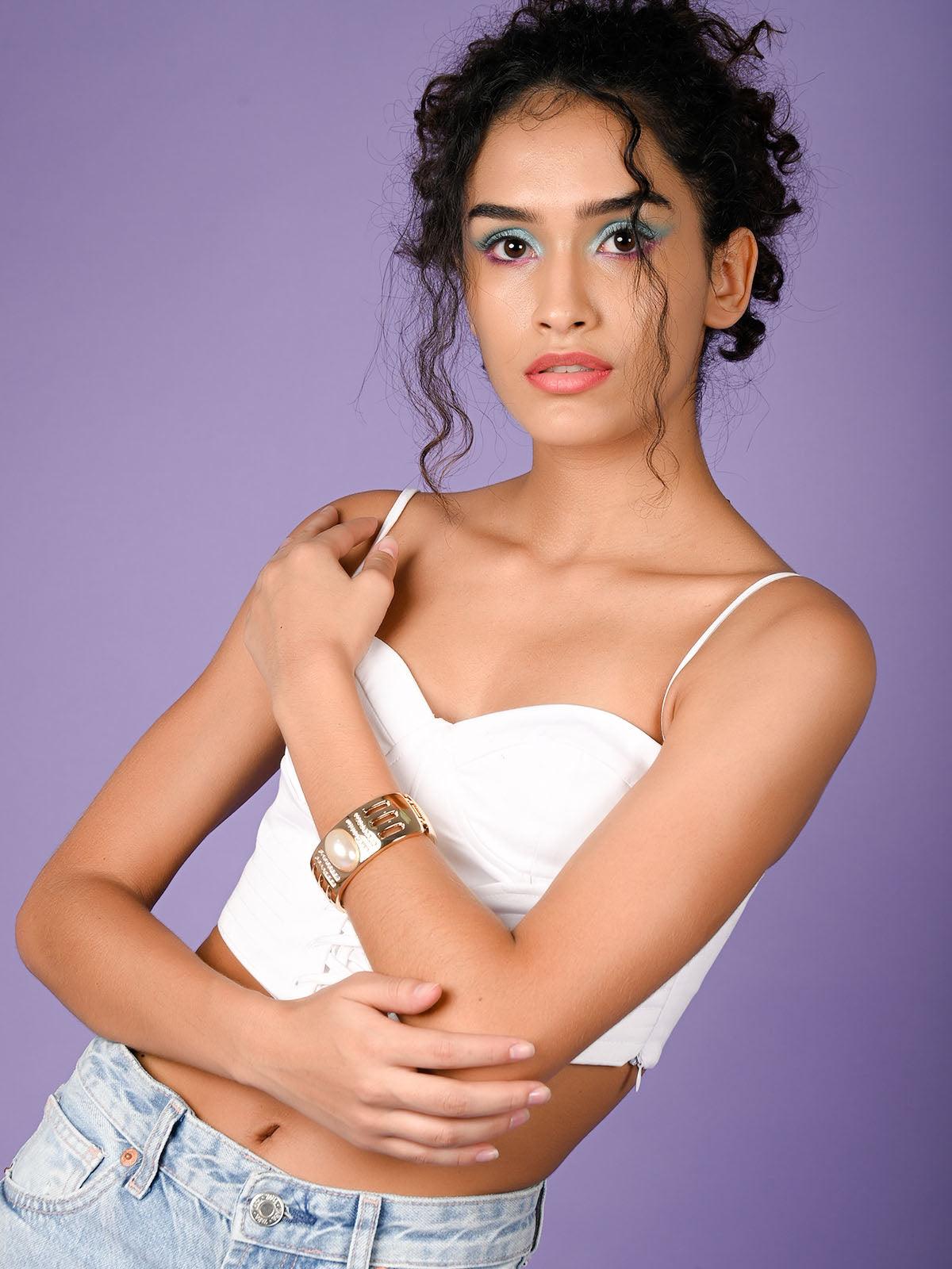 Women's Gold-Tone Statement Embellished Bracelet For Wome