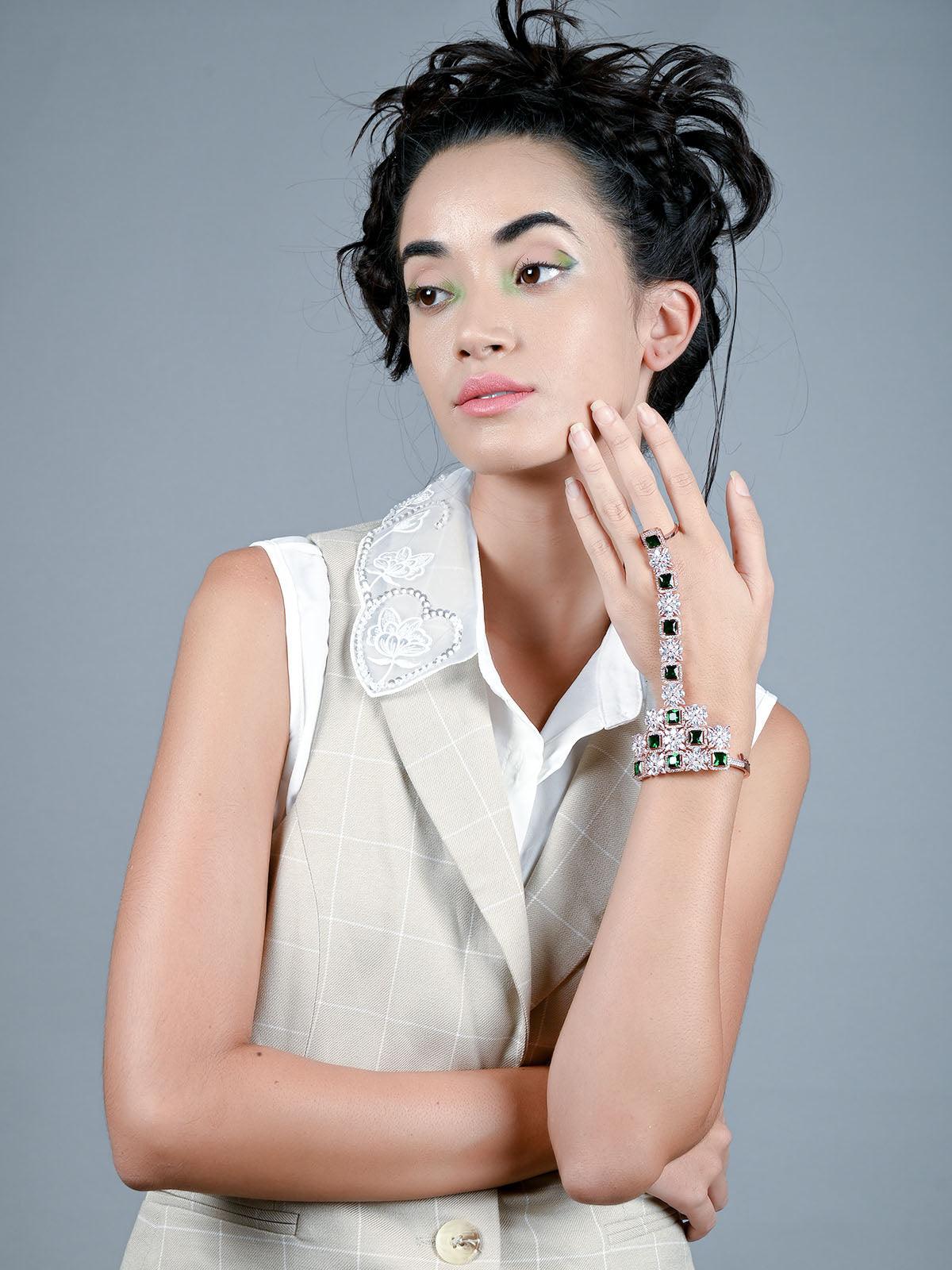 Women's Gorgeous Deep Gold-Tone Bracelet Ring For Wome