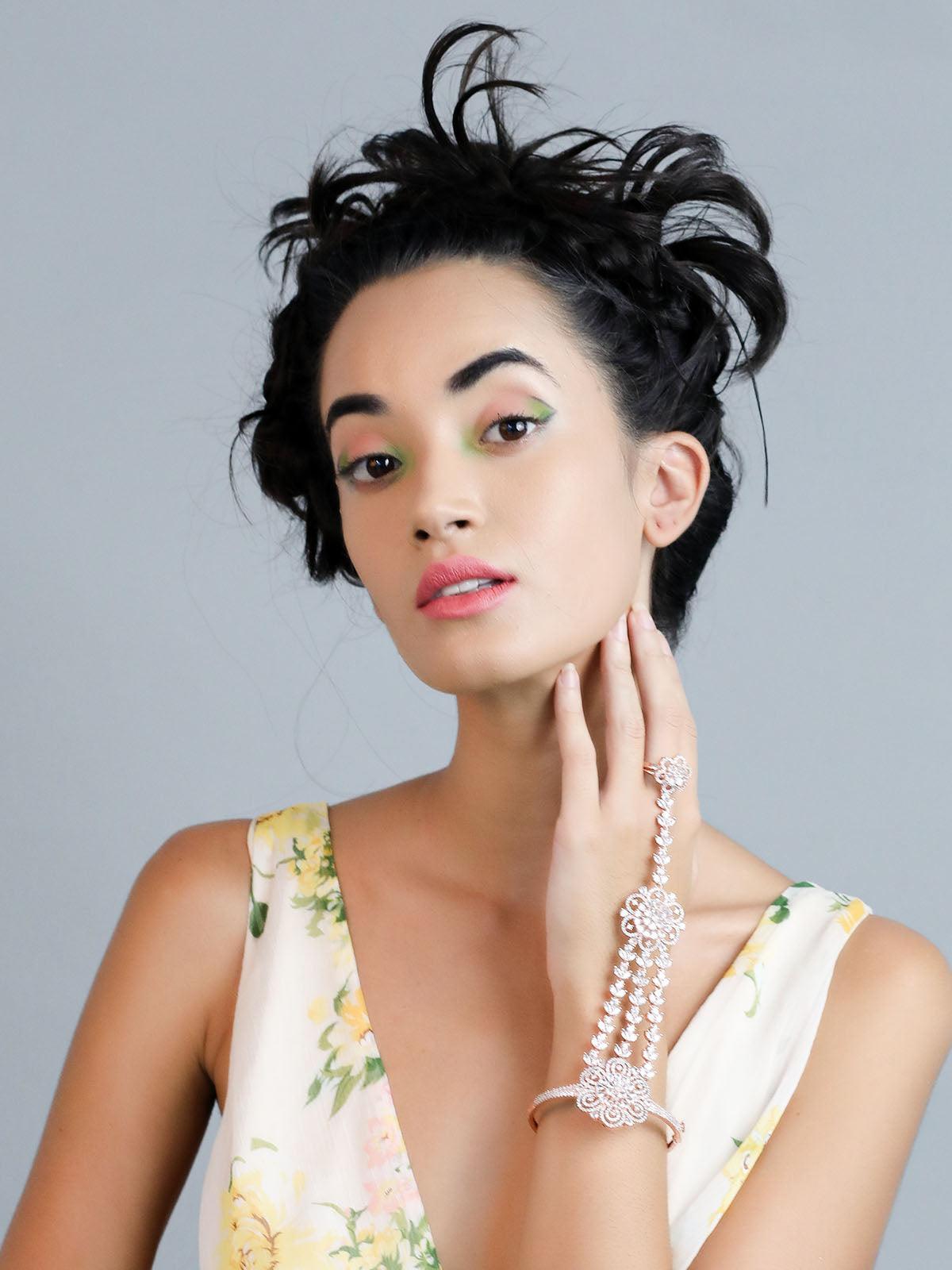 Women's Gorgeous Diamantã© Studded Rose Gold Bracelet Rin