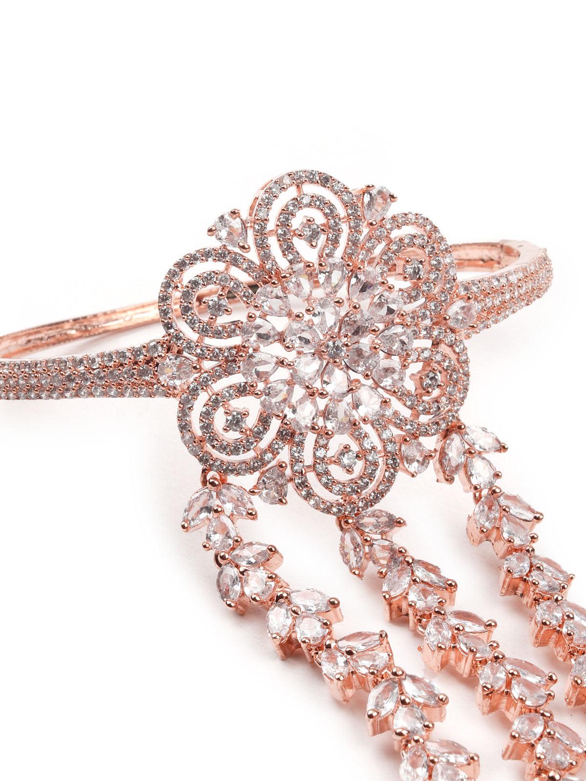Women's Gorgeous Diamantã© Studded Rose Gold Bracelet Rin