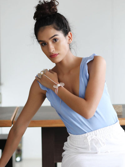 Women's Gorgeous Pink Embellished Bracelet Chainrin