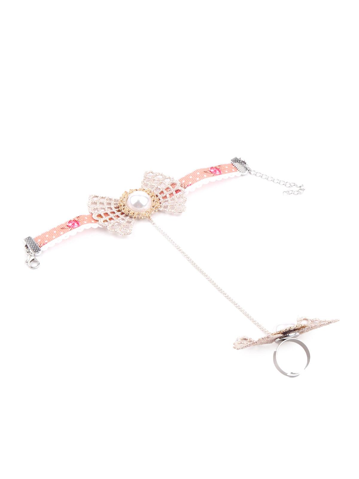 Women's Gorgeous Pink Embellished Bracelet Chainrin
