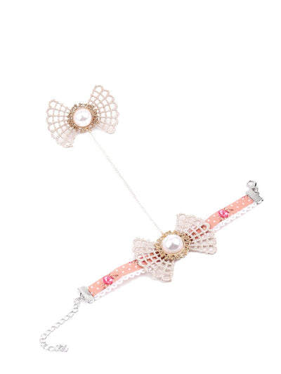 Women's Gorgeous Pink Embellished Bracelet Chainrin