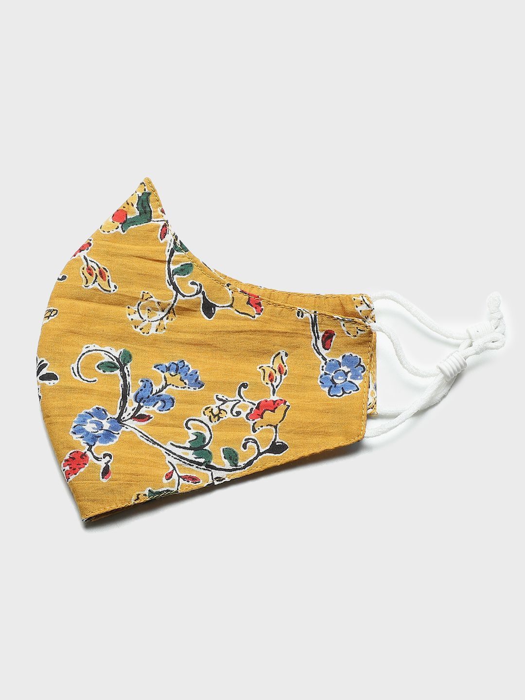 Women's Kurta with Floral Print Jacket and Mask