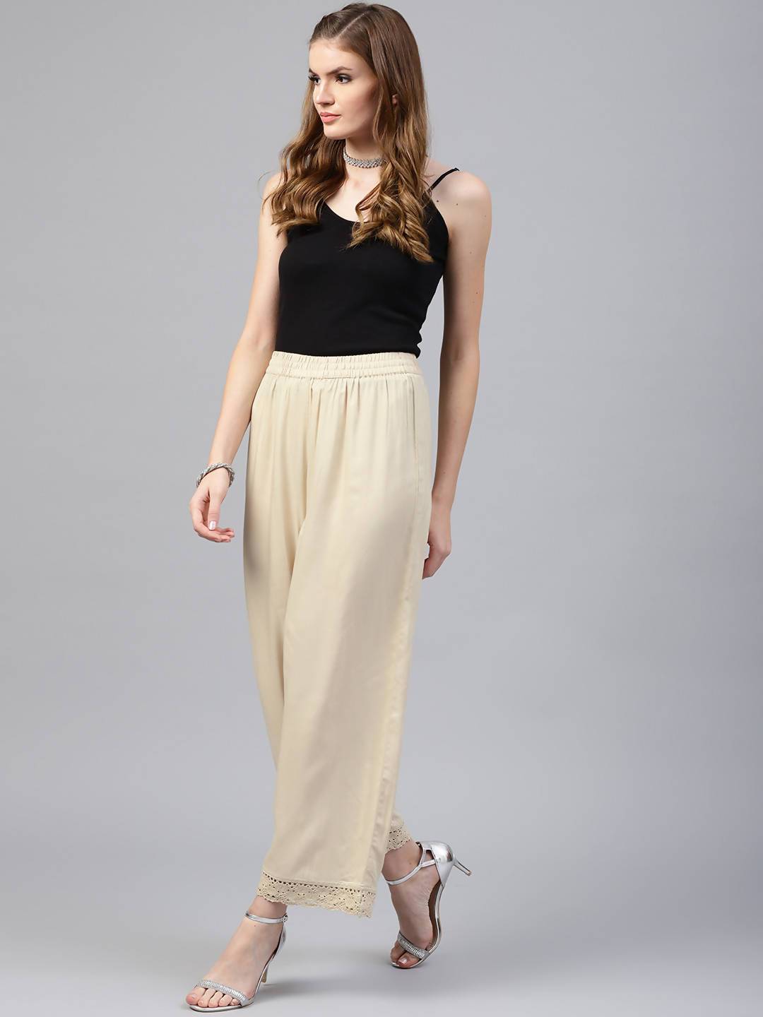 Women's Rayon Embellished Wide-Leg Palazzo