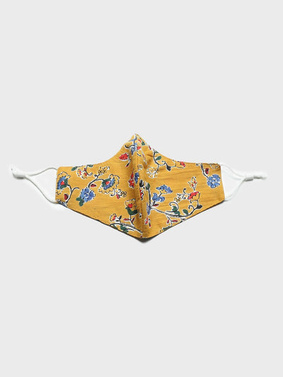 Women's Kurta with Floral Print Jacket and Mask