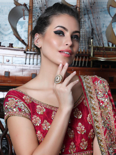 Women's Kundan Embellished Finger Rin