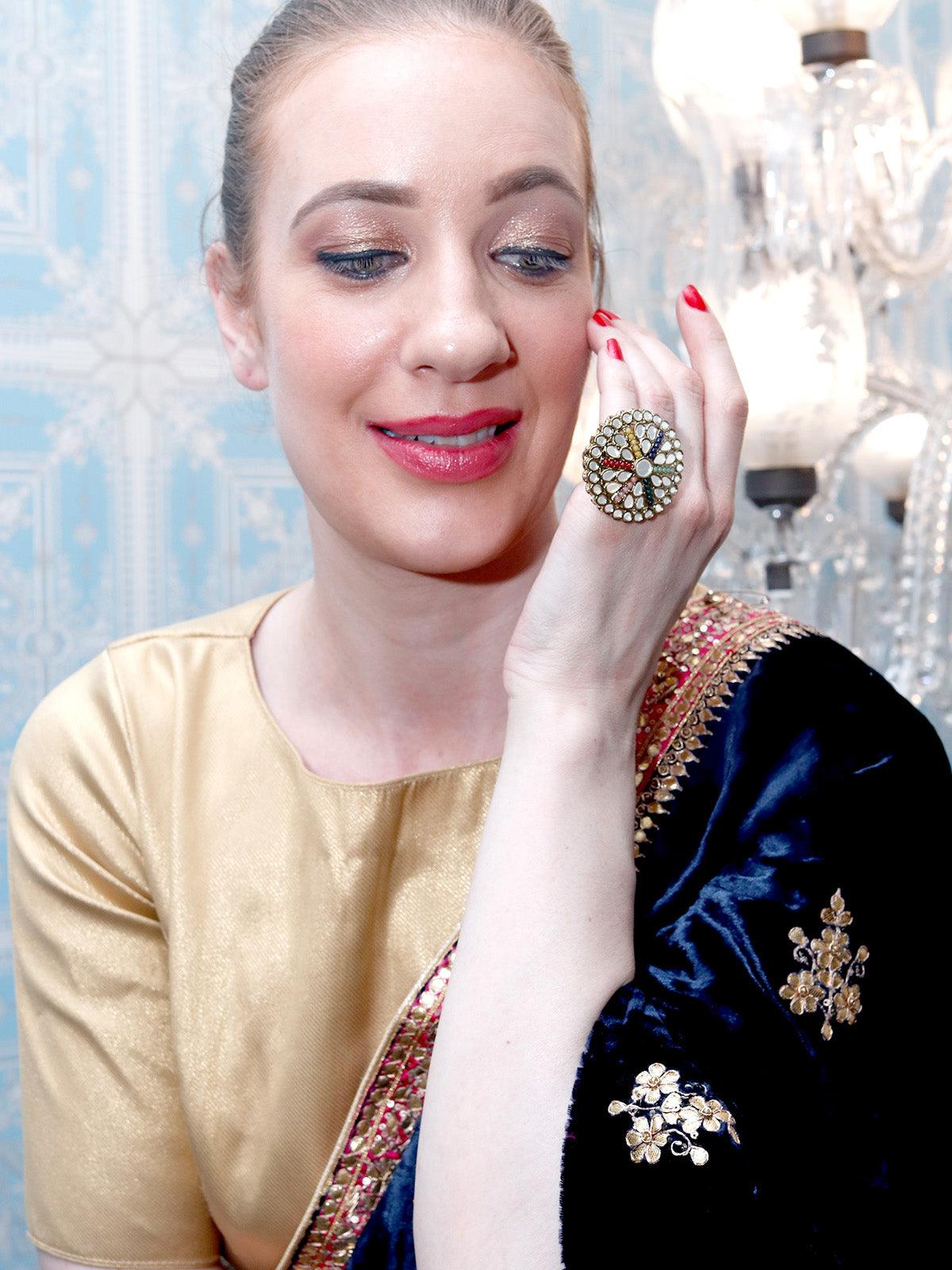 Women's Kundan Embellished Finger Rin