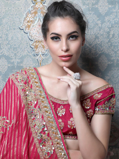 Women's Light Pink Embellished Rin