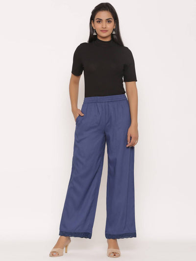 Women's Rayon Embellished Wide-Leg Palazzo