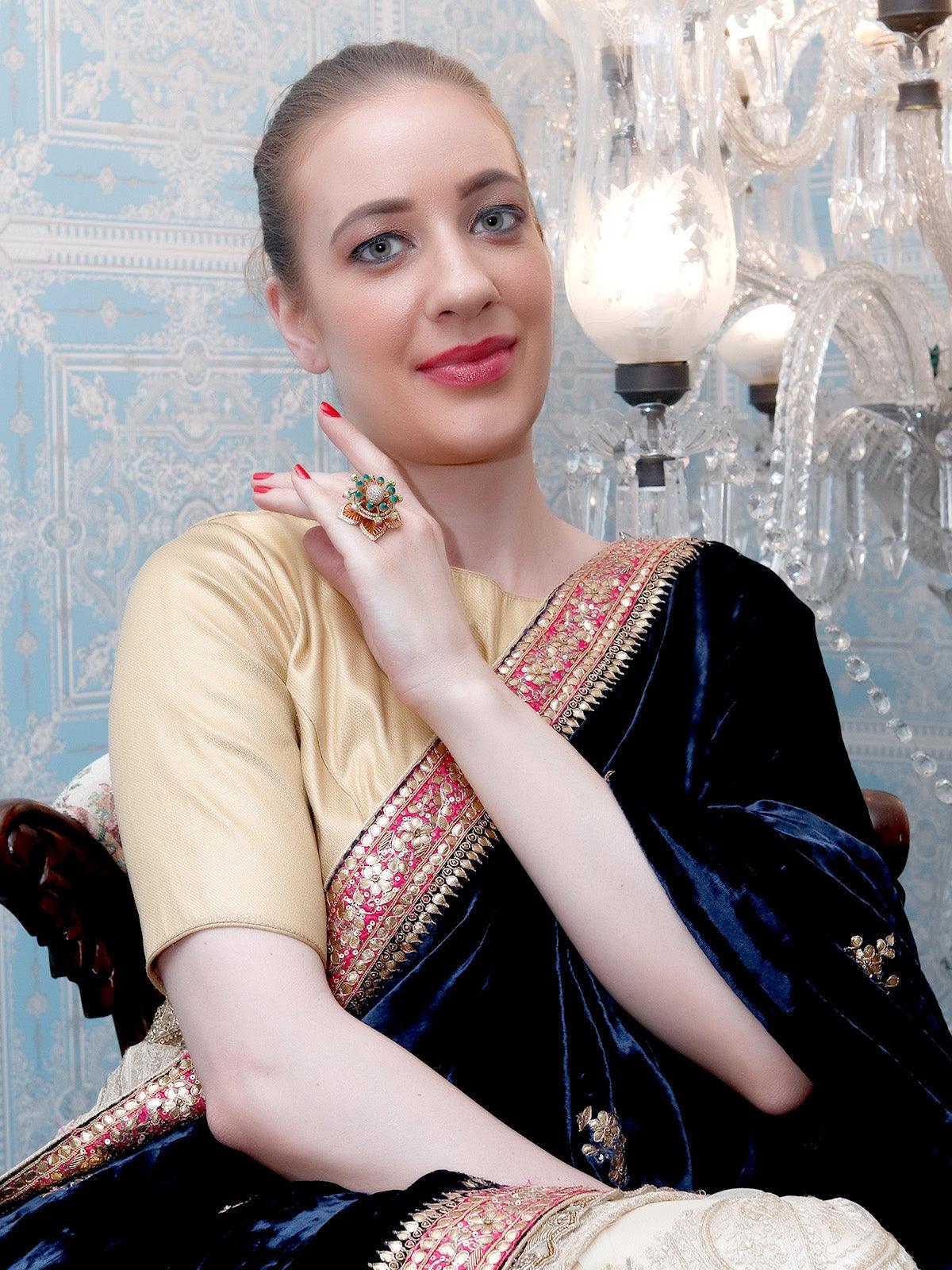 Women's Multicolored Embellished Rin