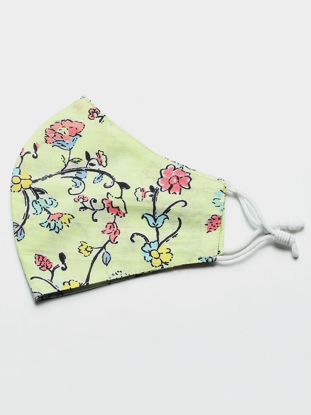 Women's Kurta with Floral Print Jacket and Mask