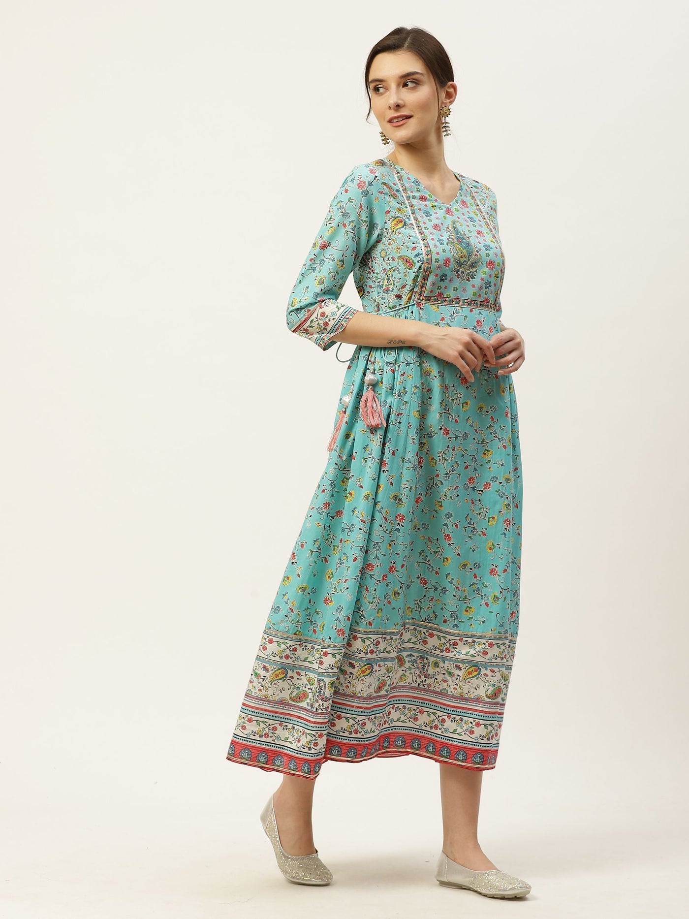 Women's Floral Printed Anarkali Dress & Dupatta Set