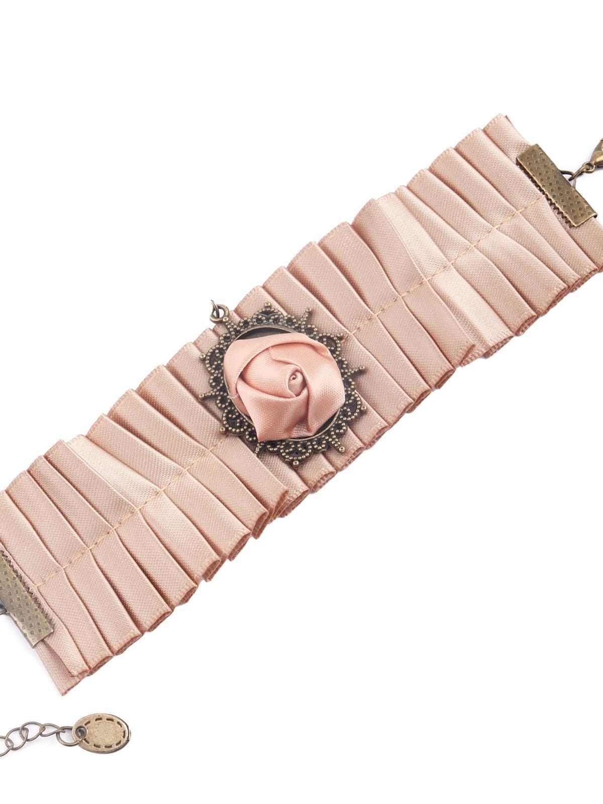 Women's Peach Plated Floral Bracelet Ring For Wome