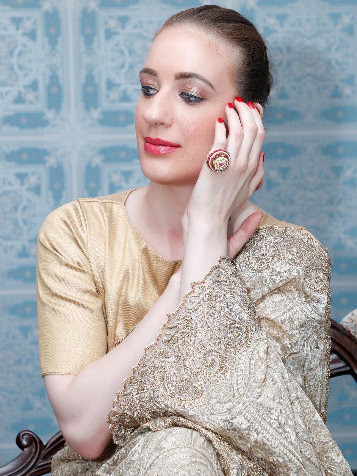 Women's Pearl  Embellished Multicolored Rin