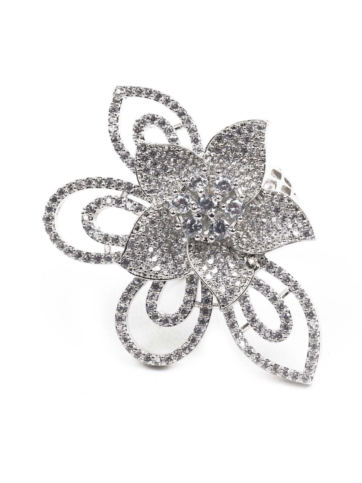 Women's Platinum Plated Diamond Rin