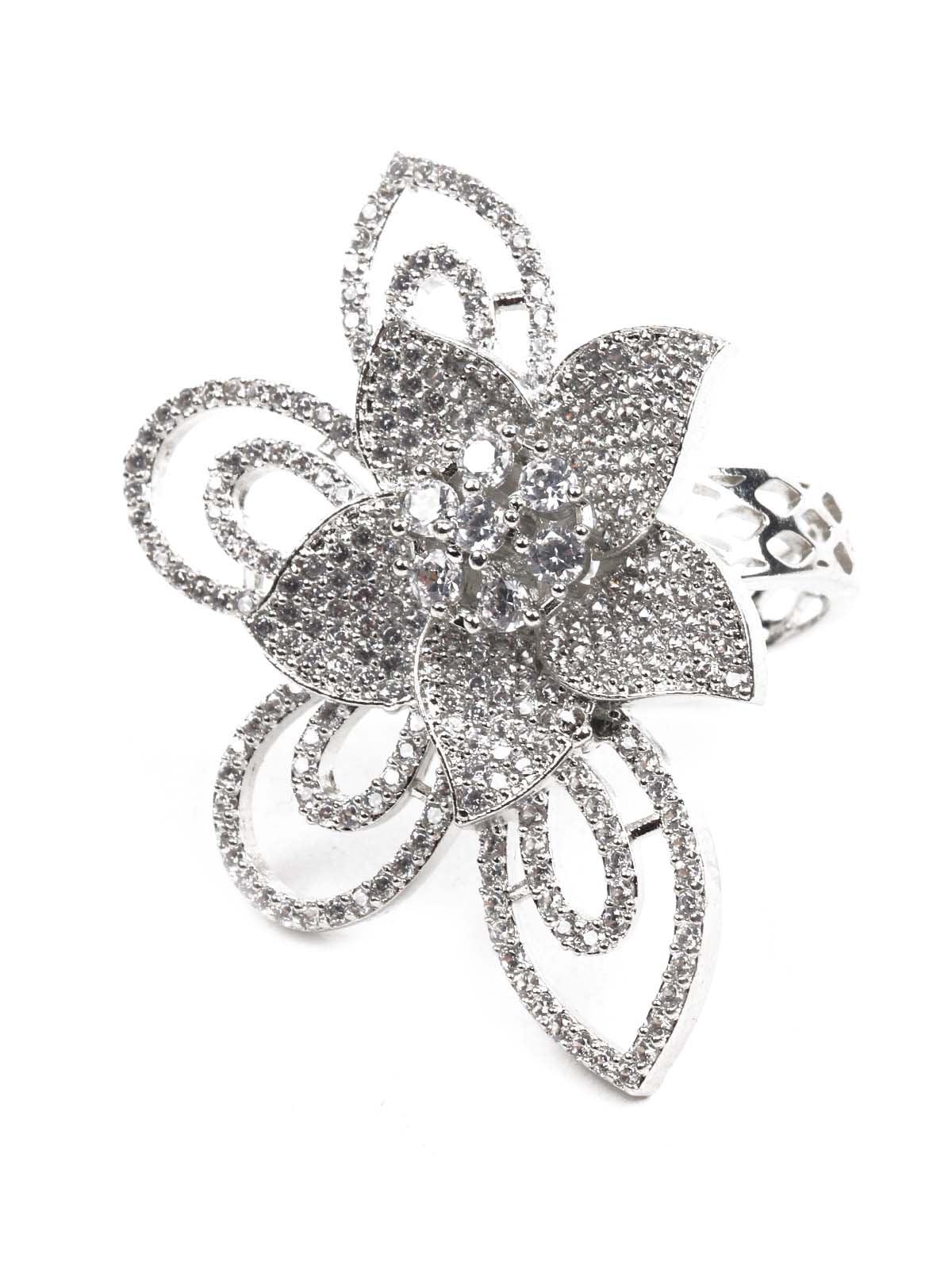 Women's Platinum Plated Diamond Rin