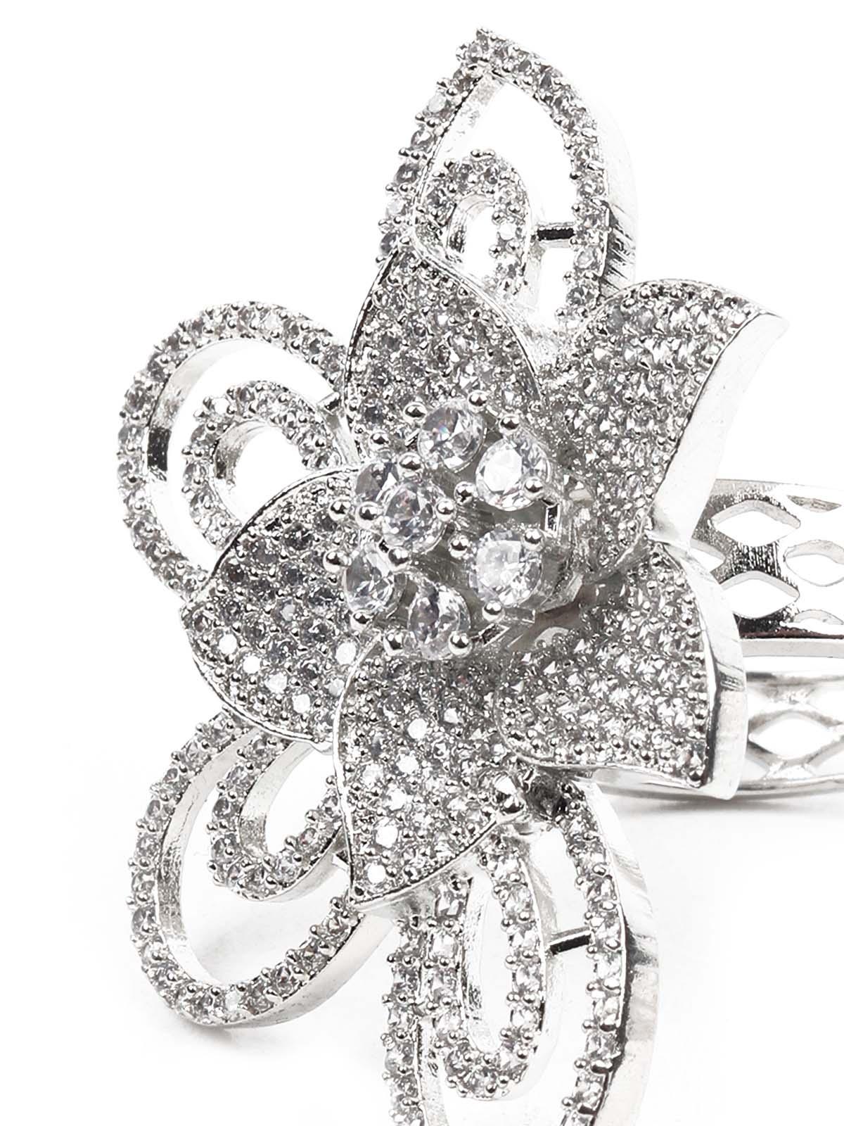 Women's Platinum Plated Diamond Rin