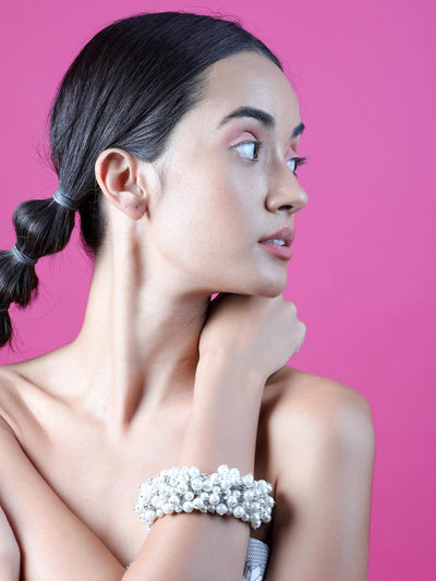 Women's Pure White Gorgeous Embellished Bracelet For Wome