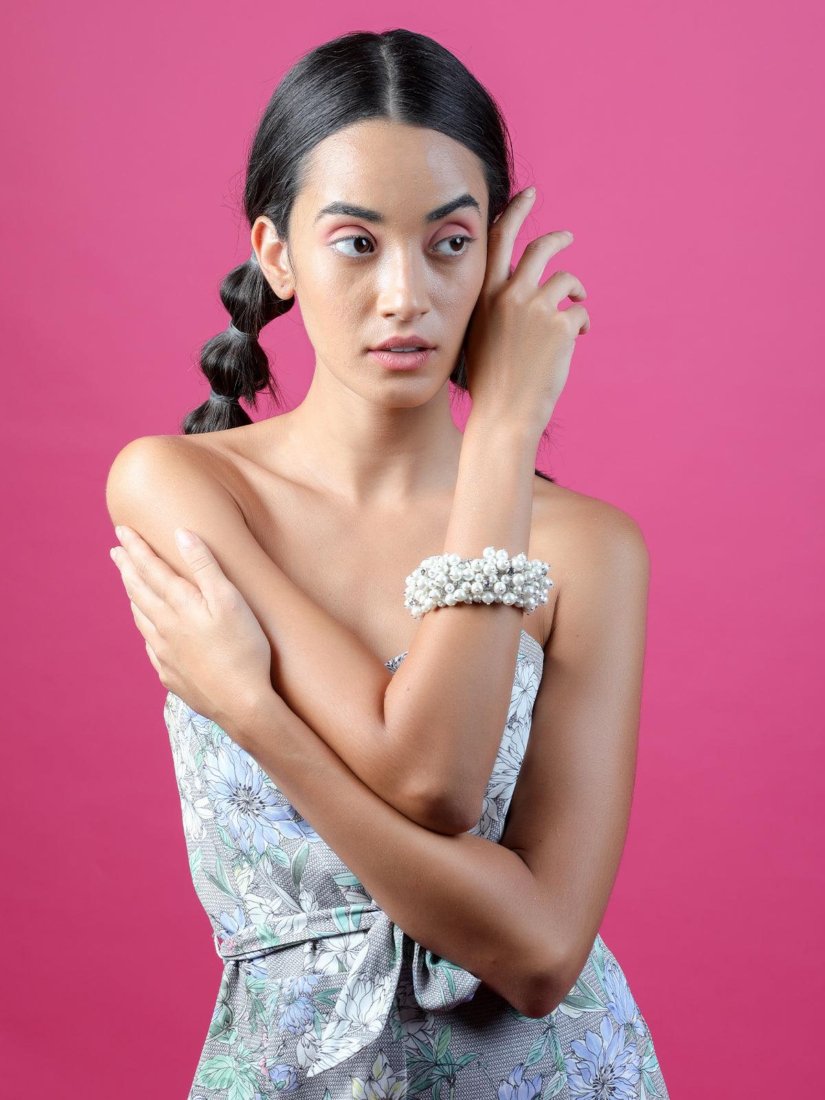 Women's Pure White Gorgeous Embellished Bracelet For Wome