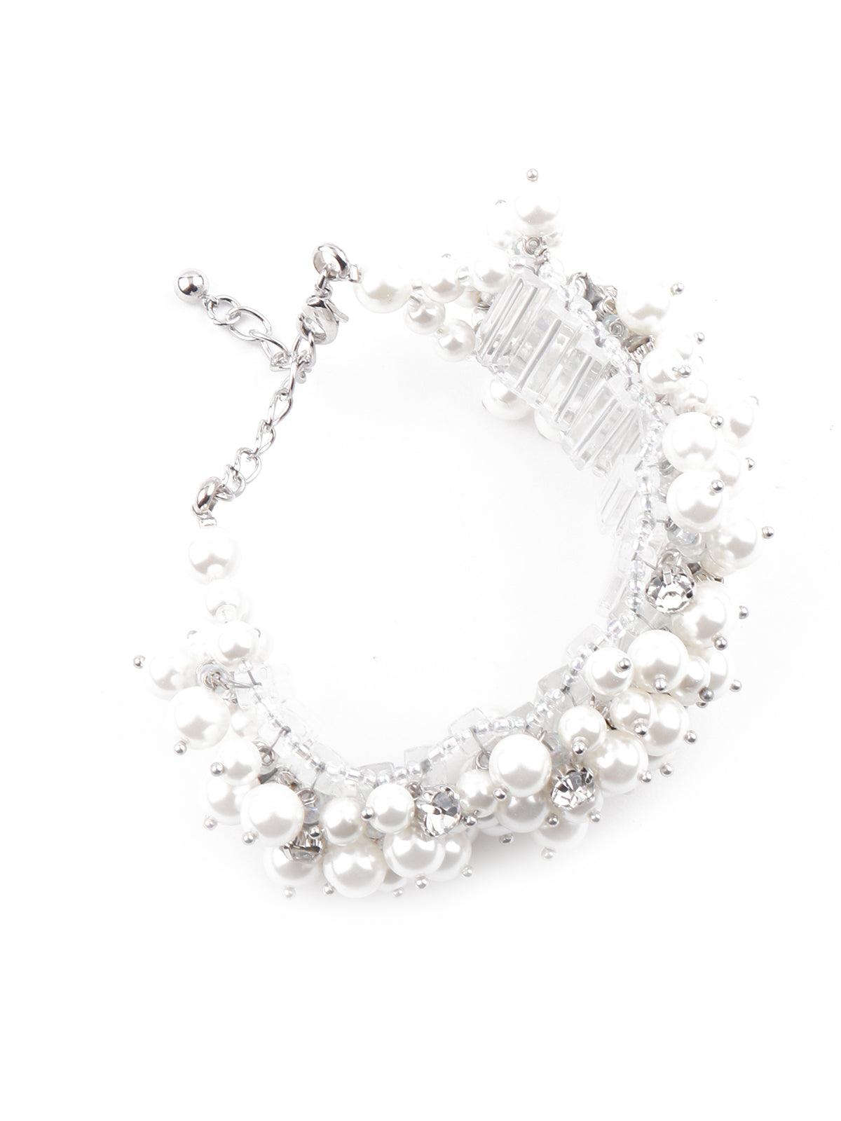 Women's Pure White Gorgeous Embellished Bracelet For Wome