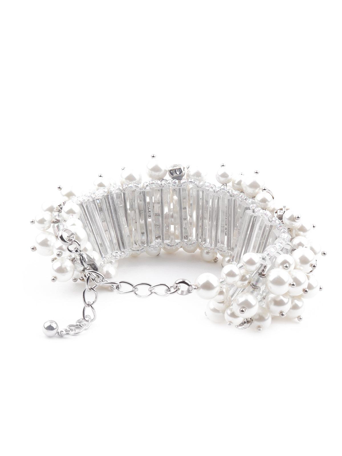 Women's Pure White Gorgeous Embellished Bracelet For Wome