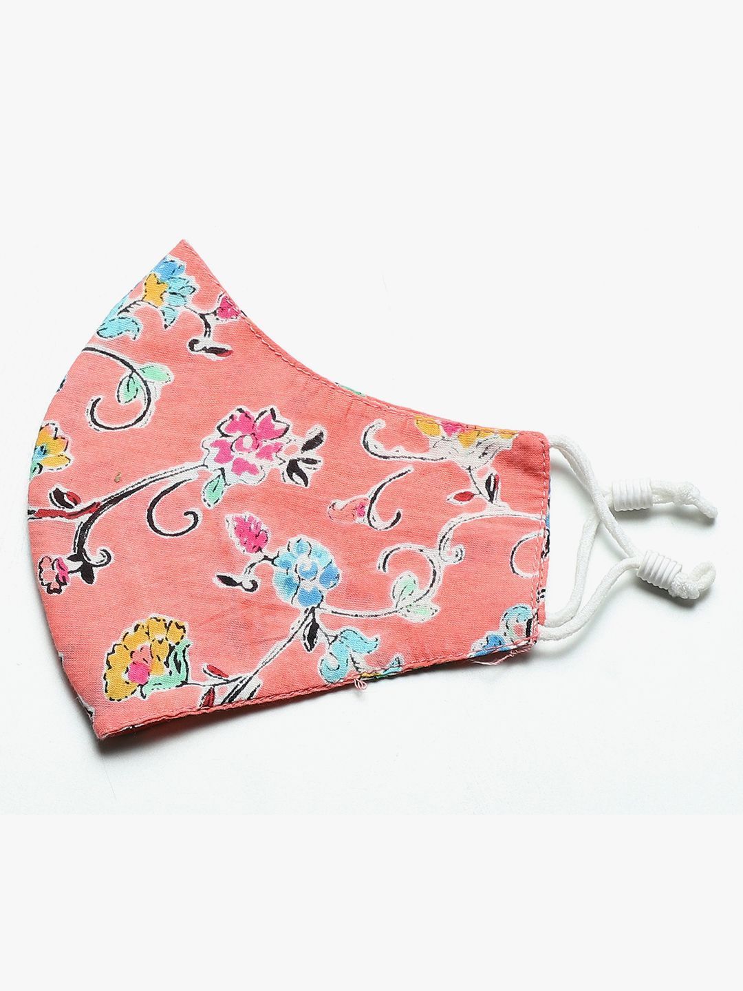 Women's Kurta with Floral Print Jacket and Mask