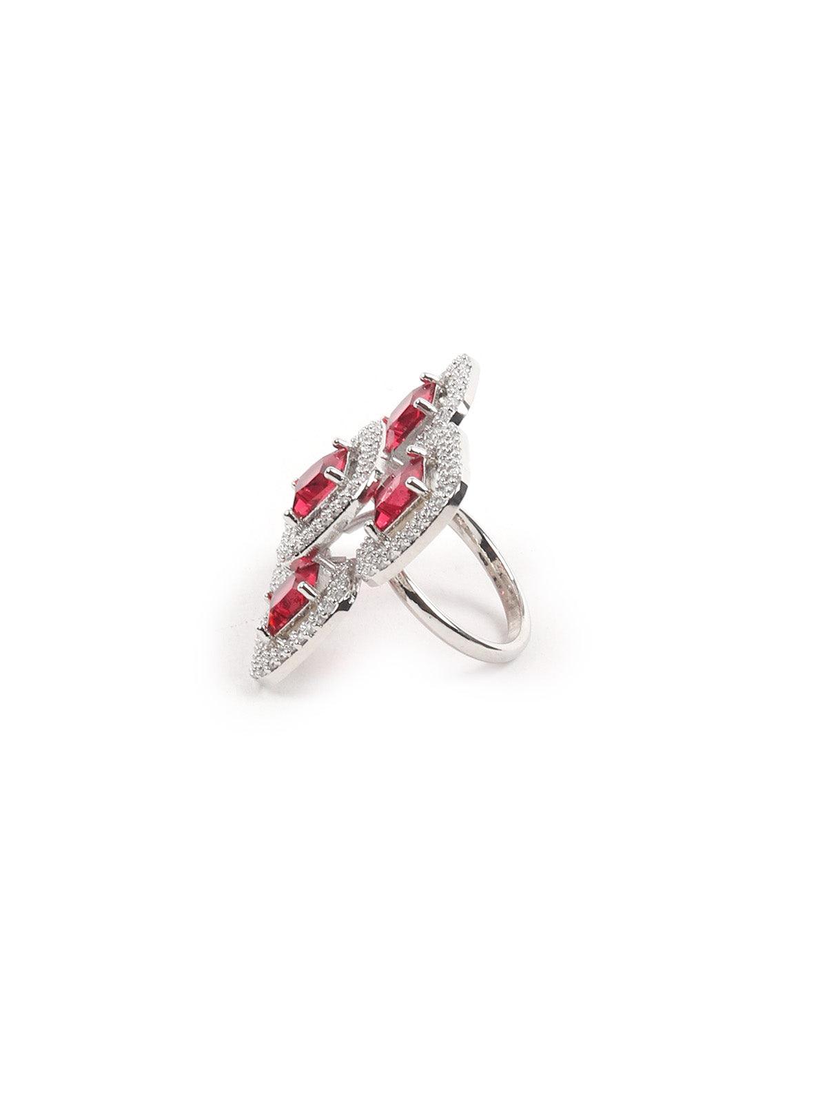 Women's Red Diamonds Embellished Rin