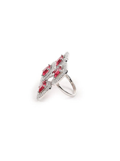 Women's Red Diamonds Embellished Rin