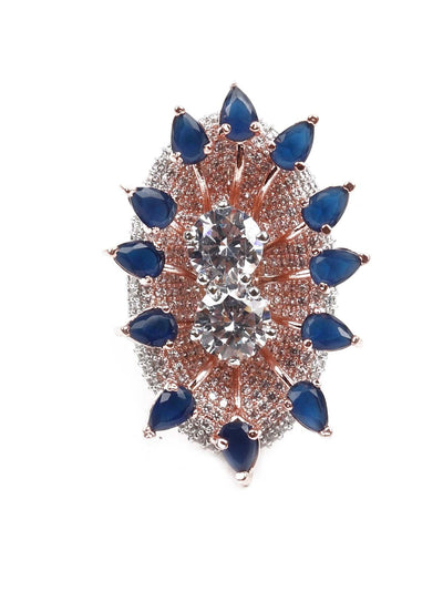 Women's Rose Gold Austrian Diamond Studded Rin