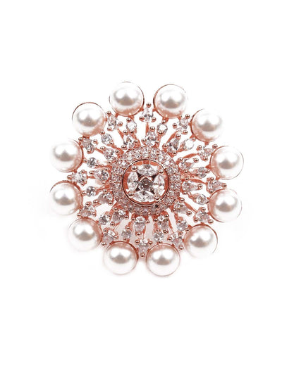 Women's Rose Gold Austrian Diamond Studded Rin