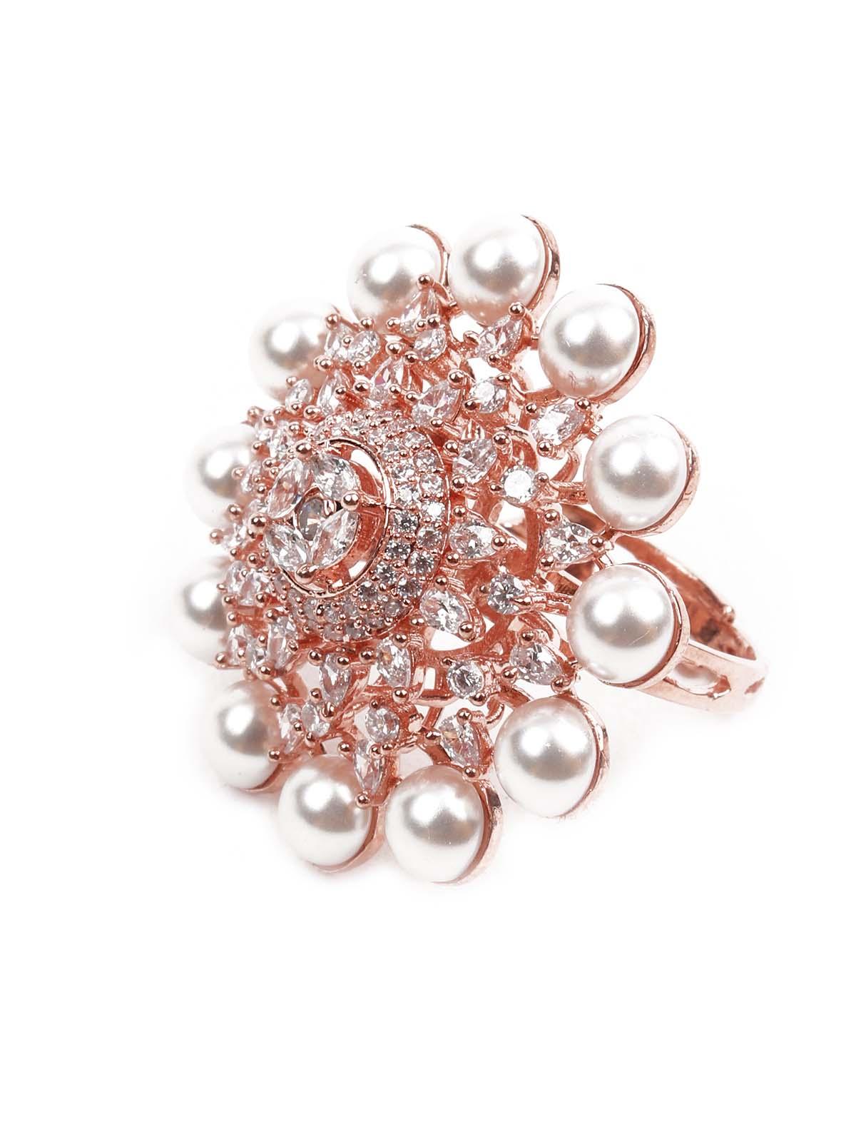 Women's Rose Gold Austrian Diamond Studded Rin