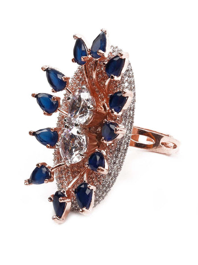 Women's Rose Gold Austrian Diamond Studded Rin