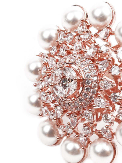 Women's Rose Gold Austrian Diamond Studded Rin