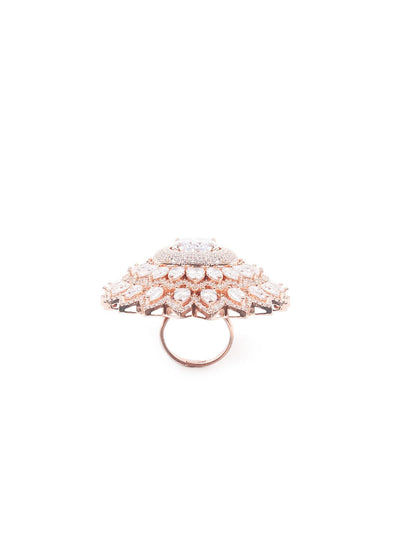 Women's Rose Gold Embellished Rin