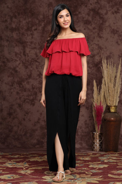 Women's Black Viscose Rayon Palazzo