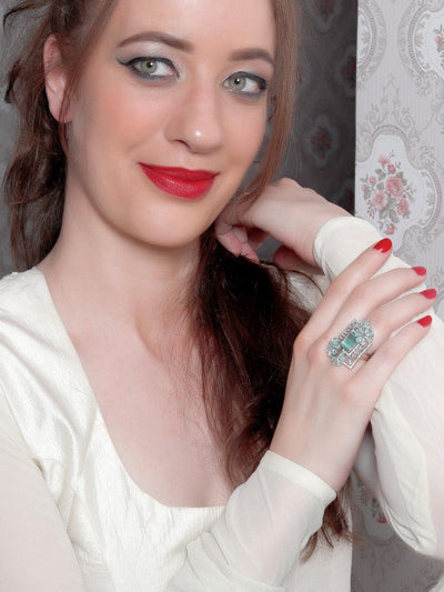 Women's Sea Green Embellished Rin