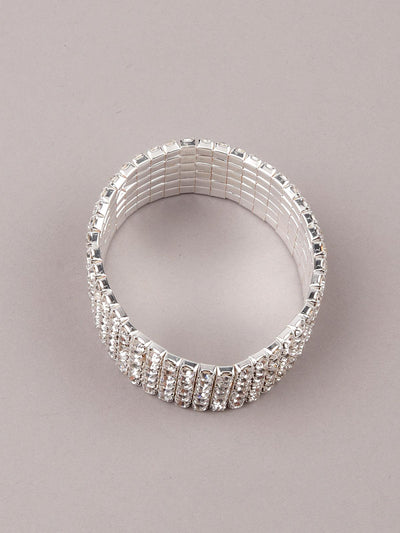 Women's Silver Artifical Diamond Embellished Bracelet For Wome