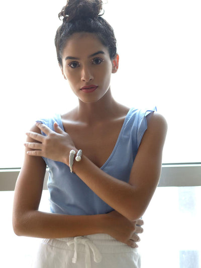 Women's Silver-Studded Kada Bracelet For Wome