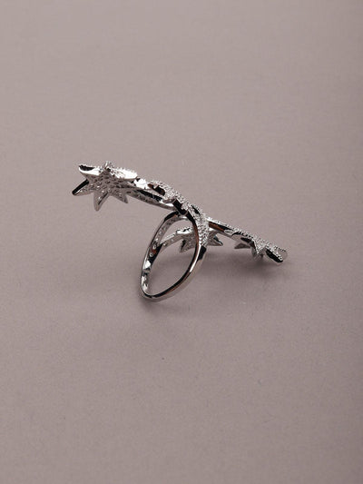Women's Silver Toned Star-Shaped Finger Rin