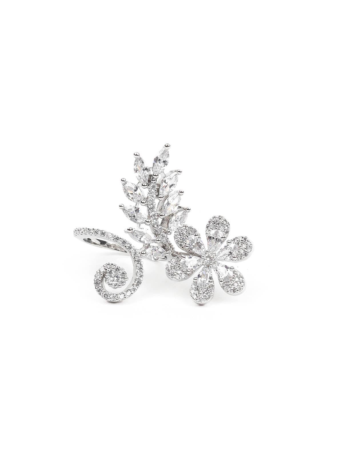 Women's Sparkling Rhodium Embellished Rin