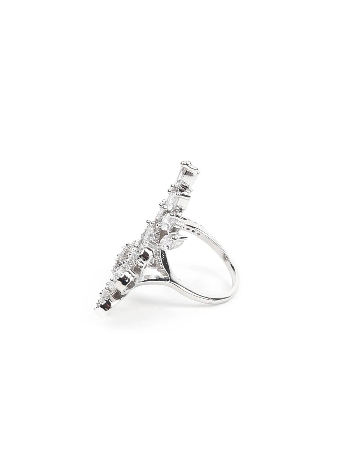 Women's Sparkling Rhodium Embellished Rin