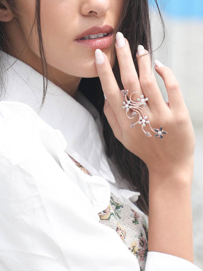 Women's Sparkling Rose Gold Embellished Rin