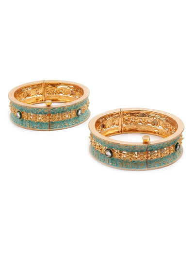 Women's Stunning Gold And Green Ethnic Bracele
