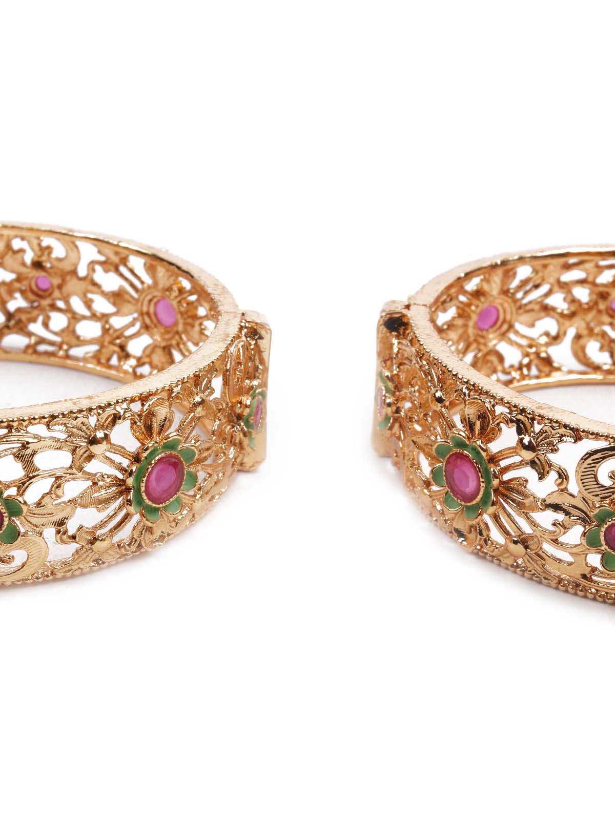 Women's Stunning Gold And Green Ethnic Bracele