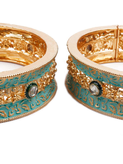 Women's Stunning Gold And Green Ethnic Bracele