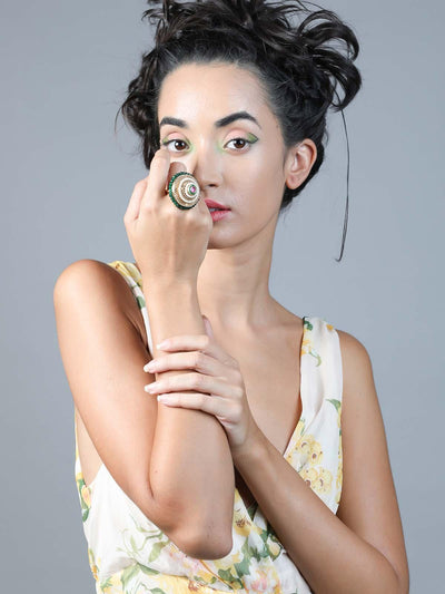 Women's Stunning Green Embellished Rin