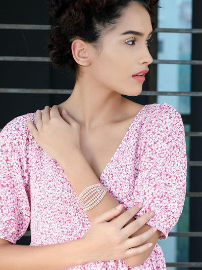 Women's Stunning Rose Gold Broad Embellished Bracele